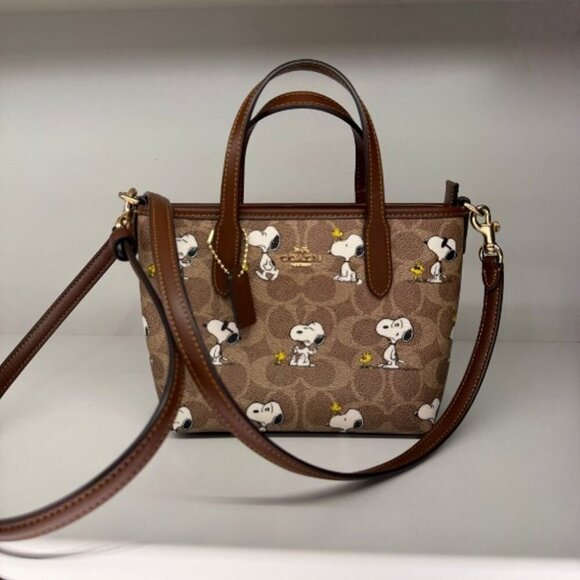 Coach X Peanuts Snoopy Canvas City Mini Tote - Picture 1 of 7